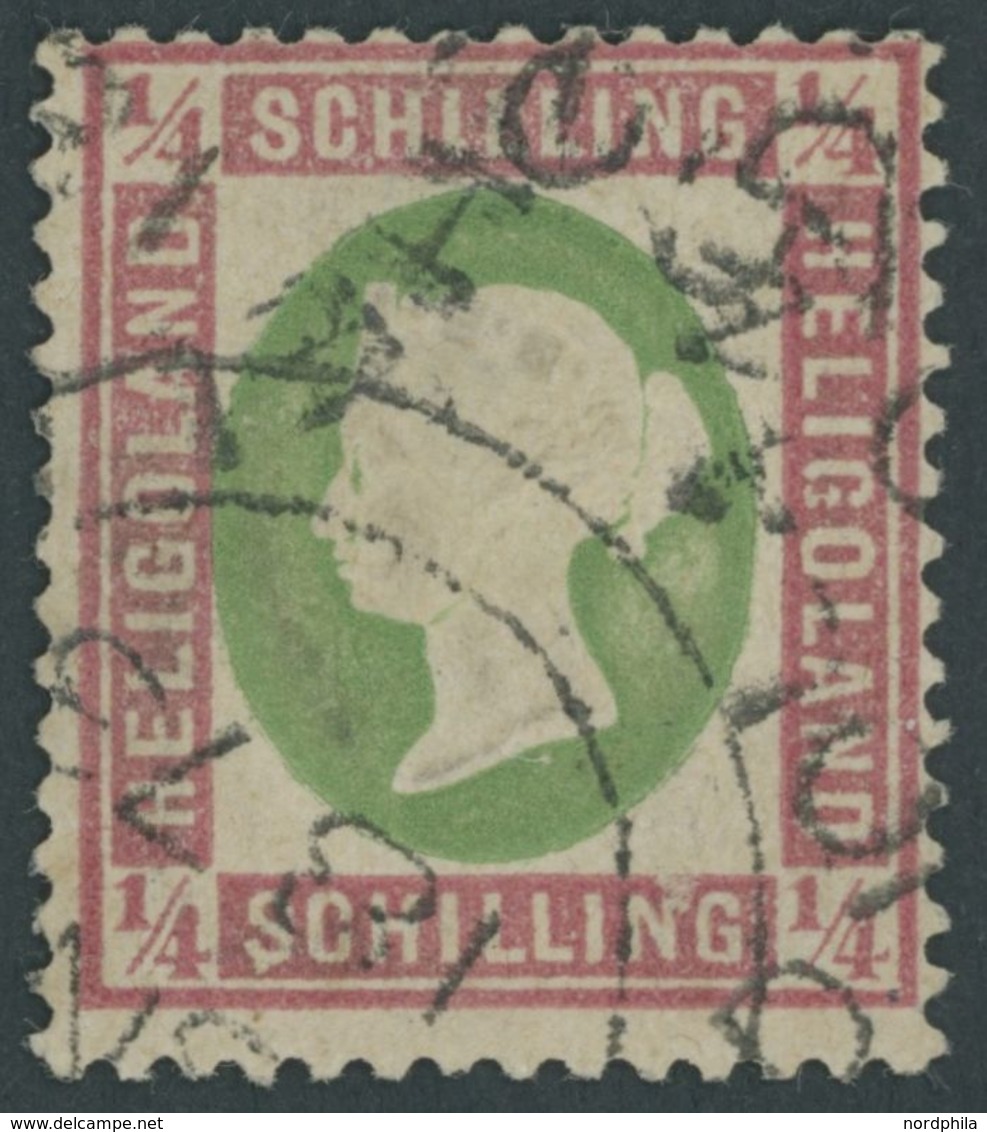 1873,  1/4 S. Lilarosa/graugrün Mit Rundstempel (25% Aufschlag), Winzige Rückseitige Papierkorrektur Sonst Farbfrisches  - Heligoland