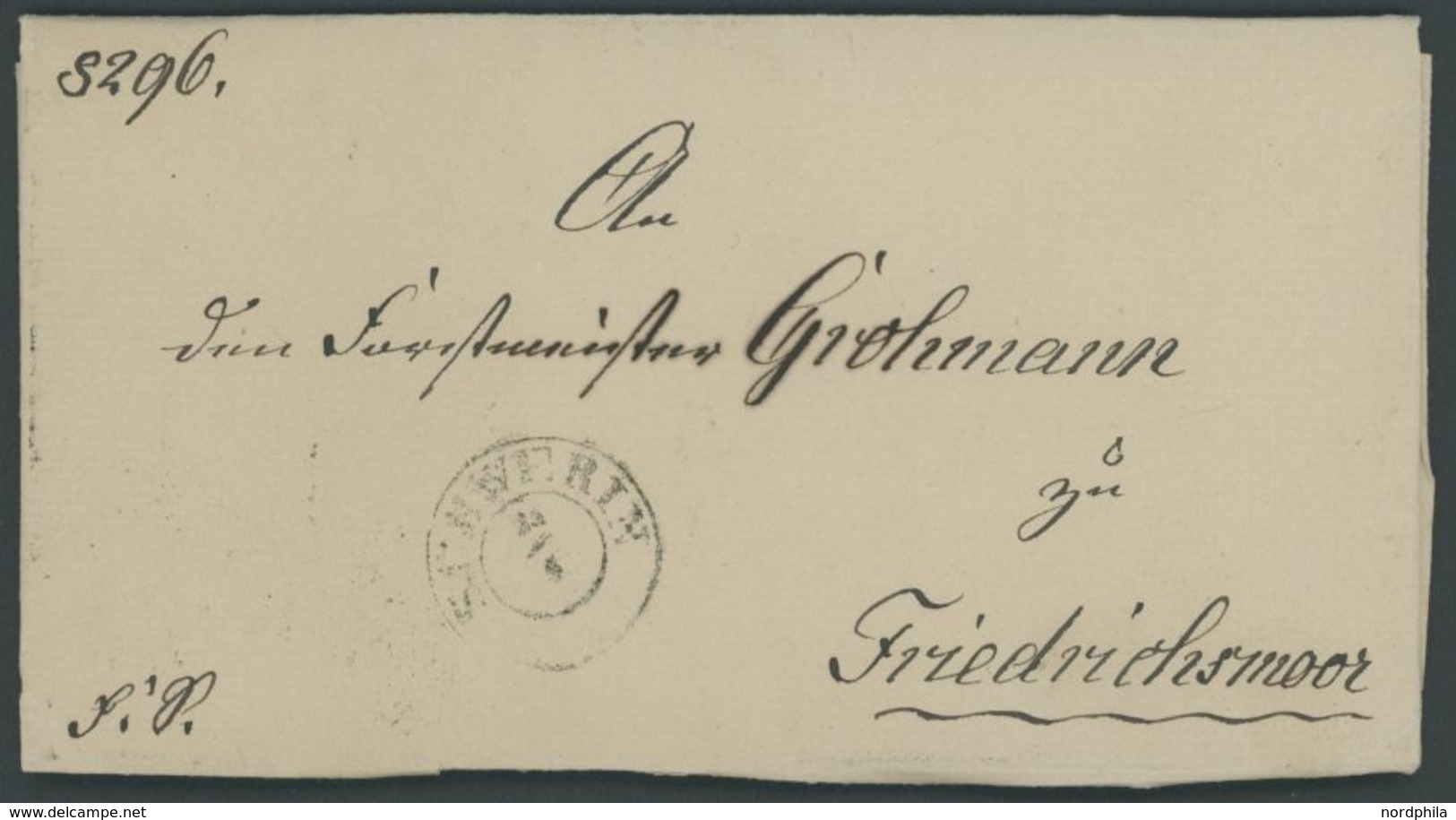 SCHWERIN, K2 Auf Brief (1852) Mit Inhalt Nach Friedrichsmoor, Rückseitiger Bahnpoststempel HAGENOW-ROSTOCK, Dekoratives  - Prephilately