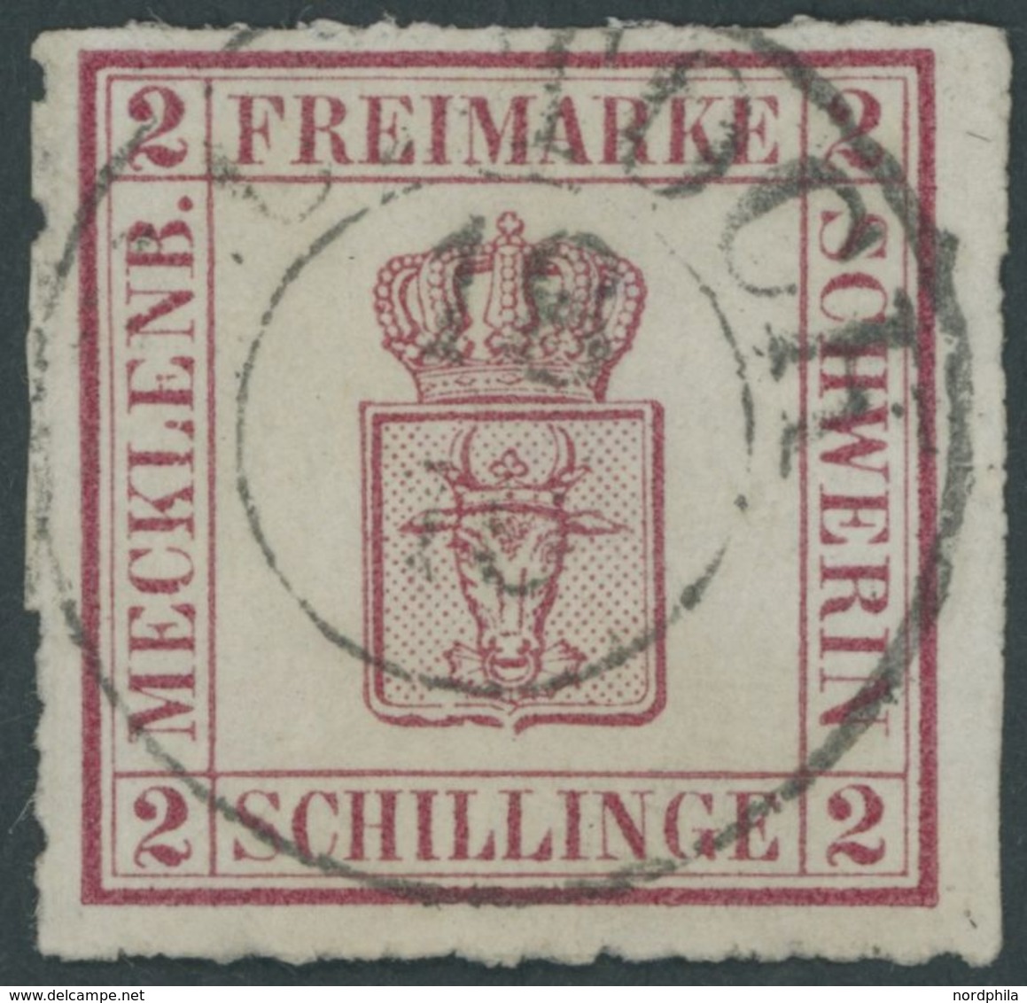 1866, 2 S. Dunkelmagenta, Zentrischer K2 ROSTOCK, Pracht, Mi. 300.- -> Automatically Generated Translation: 1866, 2 S. D - Mecklenburg-Schwerin