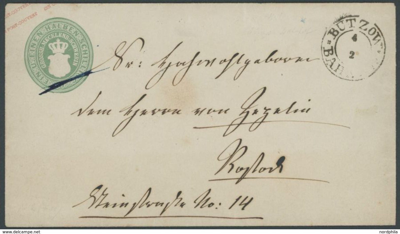 1856, 1 1/2 Sg. Grün, Format A, Seltener K2A BUTZOW BAHNHOF, Pracht -> Automatically Generated Translation: 1856, 1 1/2  - Mecklenburg-Schwerin