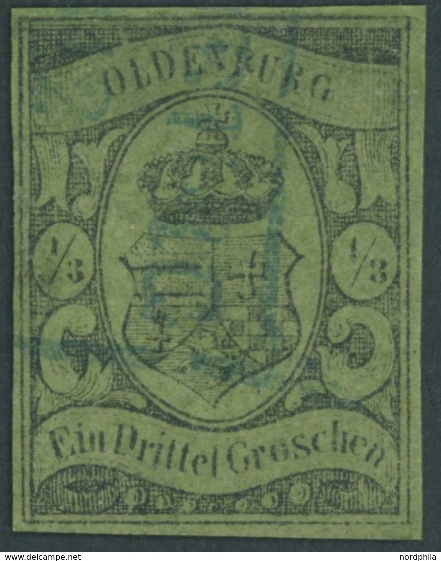 1859, 1/3 Gr. Schwarz Auf Grünlicholiv, Stark Repariert, Gepr. Berger, Mi. (3600.-) -> Automatically Generated Translati - Oldenburg