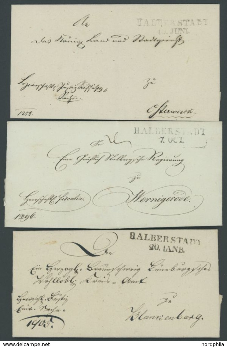 HALBERSTADT, L2, 3 Belege (1829), Einer Davon Mit Inhalt, Nach Blankenburg, Werningerode Und Osterwieck, Pracht -> Autom - Prephilately