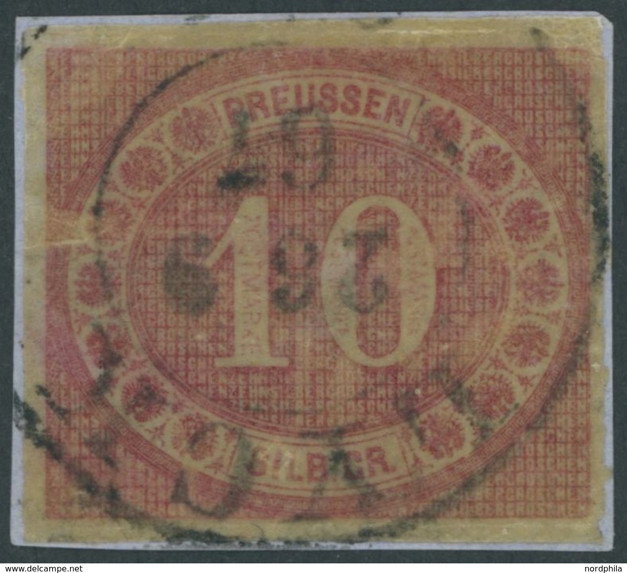 1866, 10 Sgr. Rosarot Auf Knappem Briefstück, K2 LYCK, Pracht -> Automatically Generated Translation: 1866, 10 Sgr. Rose - Other & Unclassified