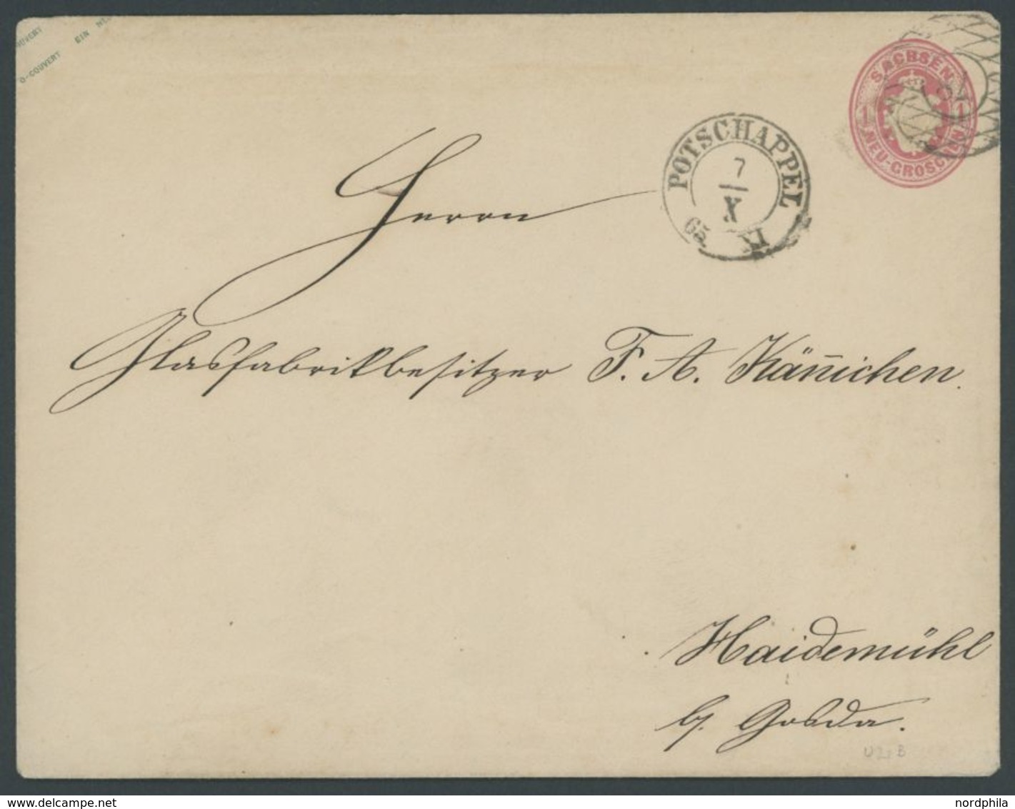 1863, 1 Ngr. Rosa, Format B, Mit Nummernstempel 78 (POTSCHAPPEL) Nach Haidemühl, Feinst, Gepr. Rismondo -> Automatically - Saxony