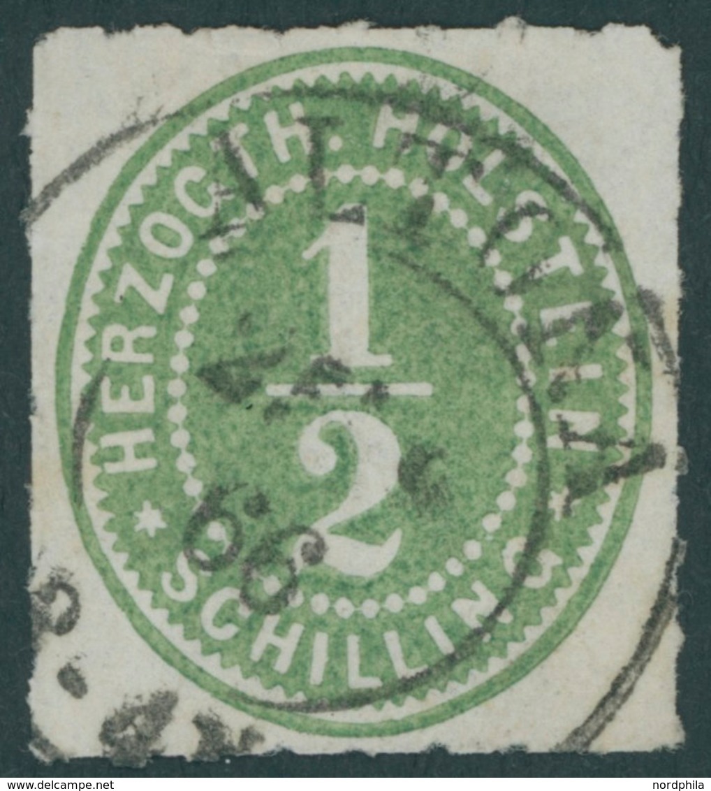 SCHLESWIG-HOLSTEIN 19 O, 1865, 1/2 S. Grünoliv, K2 ALTONA, Pracht, Mi. 120.- - Schleswig-Holstein