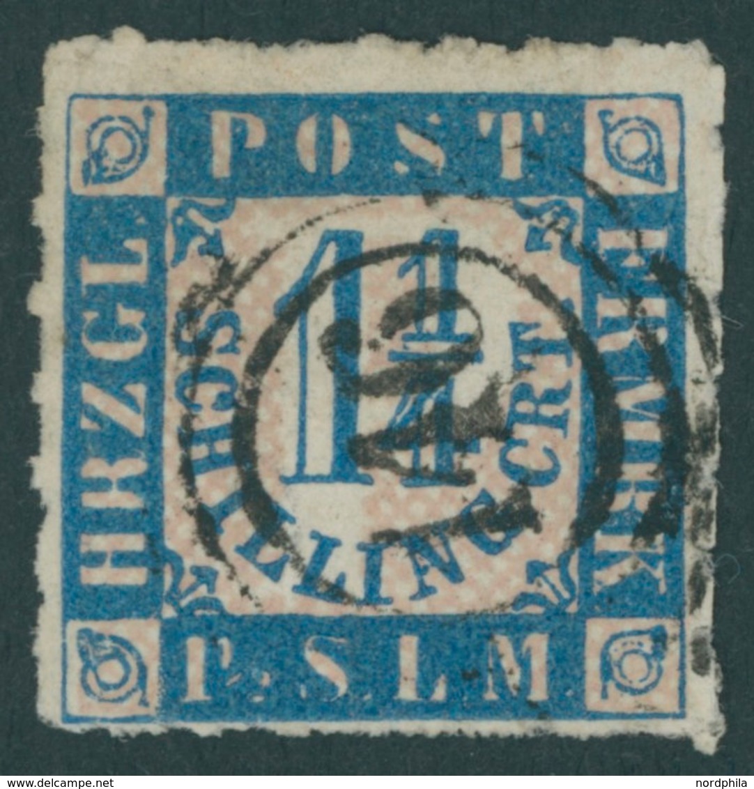 SCHLESWIG-HOLSTEIN 7 O, 146 (WANDSBEK) Auf 11/4 S. Mittelblau/rosa, Feinst - Schleswig-Holstein