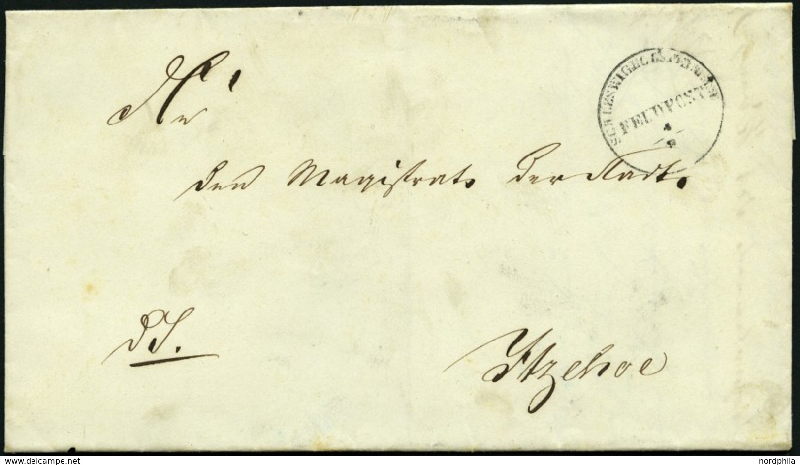 SCHLESWIG-HOLSTEIN 1850, SCHLESWIG HOLSTEINISCHE FELDPOST, K1 Mit Datum Auf Brief Von Rendsburg Nach Itzehoe, Rückseitig - Schleswig-Holstein