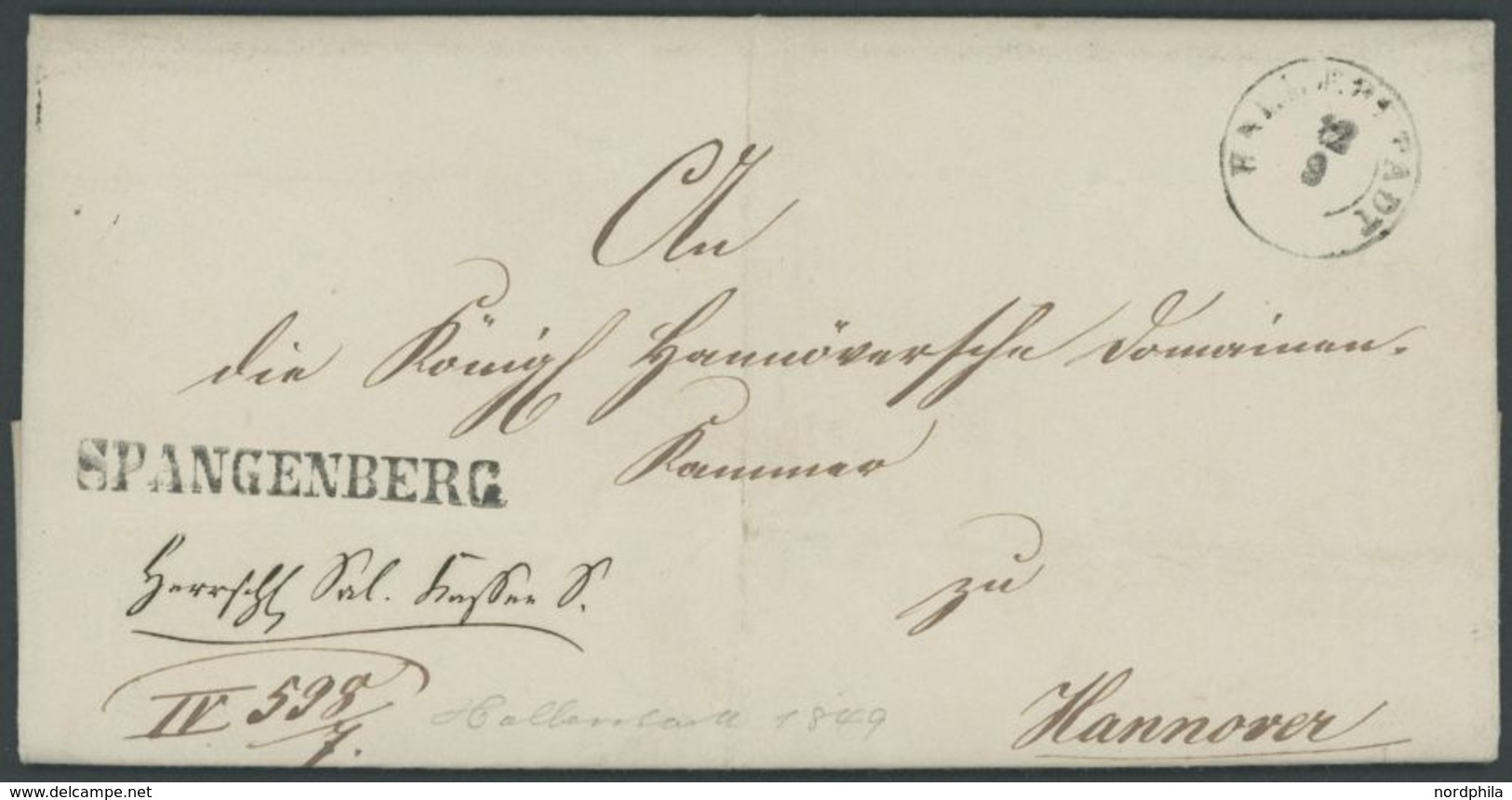 SPANGENBERG, L1 Auf Brief (1809) Mit Inhalt Nach Hannover, Zusätzlicher K1 HALBERSTADT Auf Der Vorderseite, Pracht -> Au - Prephilately