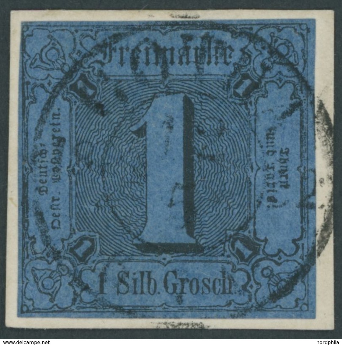 1852, 1 Gr. Schwarz Auf Blau, Idealer Zentrischer K2 GOTHA, Kabinettbriefstück -> Automatically Generated Translation: 1 - Other & Unclassified