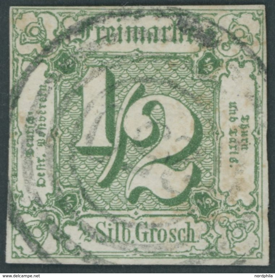 1859,  1/2 Sgr. Grün, Nummernstempel 251 (WEIMAR), Voll-breitrandig, Pracht -> Automatically Generated Translation: 1859 - Sonstige & Ohne Zuordnung