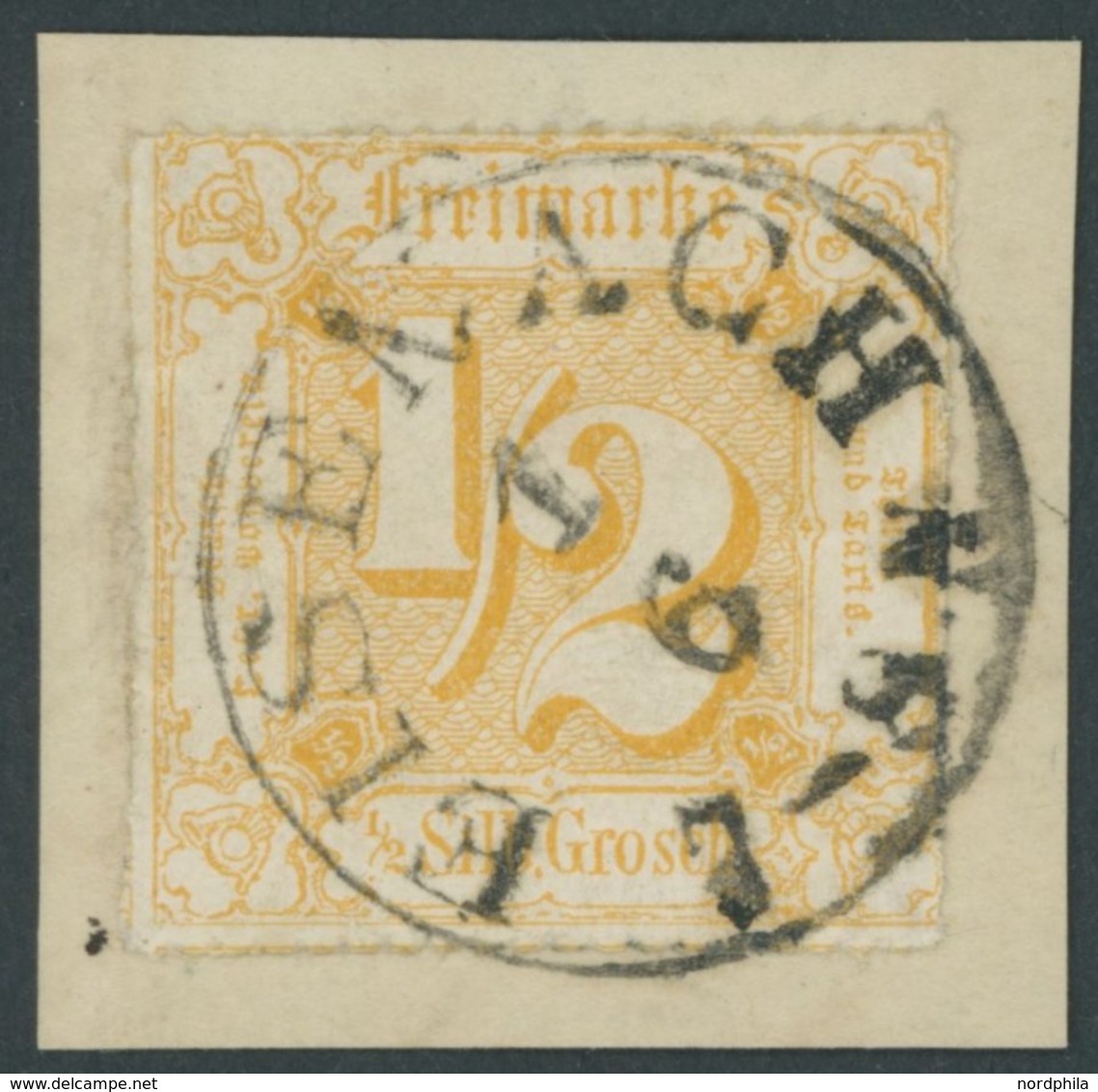 1865,  1/2 Sgr. Gelblichorange, K1 EISENACH, Kabinettbriefstück -> Automatically Generated Translation: 1865, 1/2 Sgr. Y - Autres & Non Classés