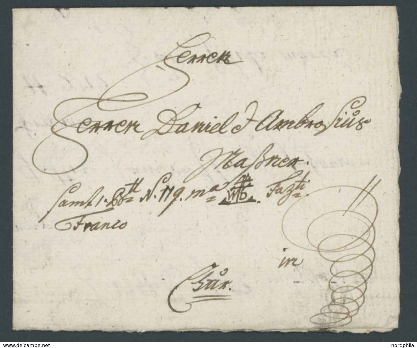 1759, Schnörkelbrief Aus ...HOFZELL, Pracht -> Automatically Generated Translation: 1759, Flourish Calligraphy Letter Fr - Prephilately