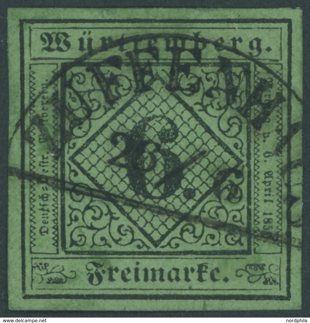 1851, 6 Kr. Schwarz Auf Blaugrün, Segmentstempel ZUFFENHAUSEN, Breitrandig, Kabinett -> Automatically Generated Translat - Autres & Non Classés