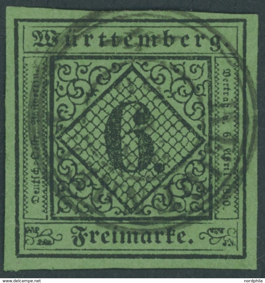 1851, 6 Kr. Schwarz Auf Blaugrün, K3 HEIDENHEIM, Breitrandig, Pracht, Mi. 60.- -> Automatically Generated Translation: 1 - Other & Unclassified