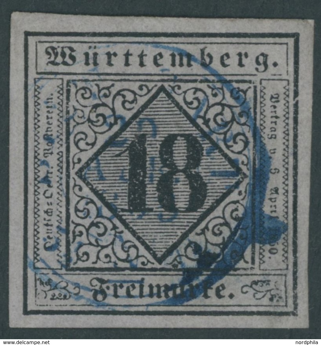 1851, 18 Kr. Schwarz Auf Bläulichviolett, Type II, Winzige Punkthelle Stelle, Sonst Breitrandiges Farbfrisches Prachtstü - Sonstige & Ohne Zuordnung