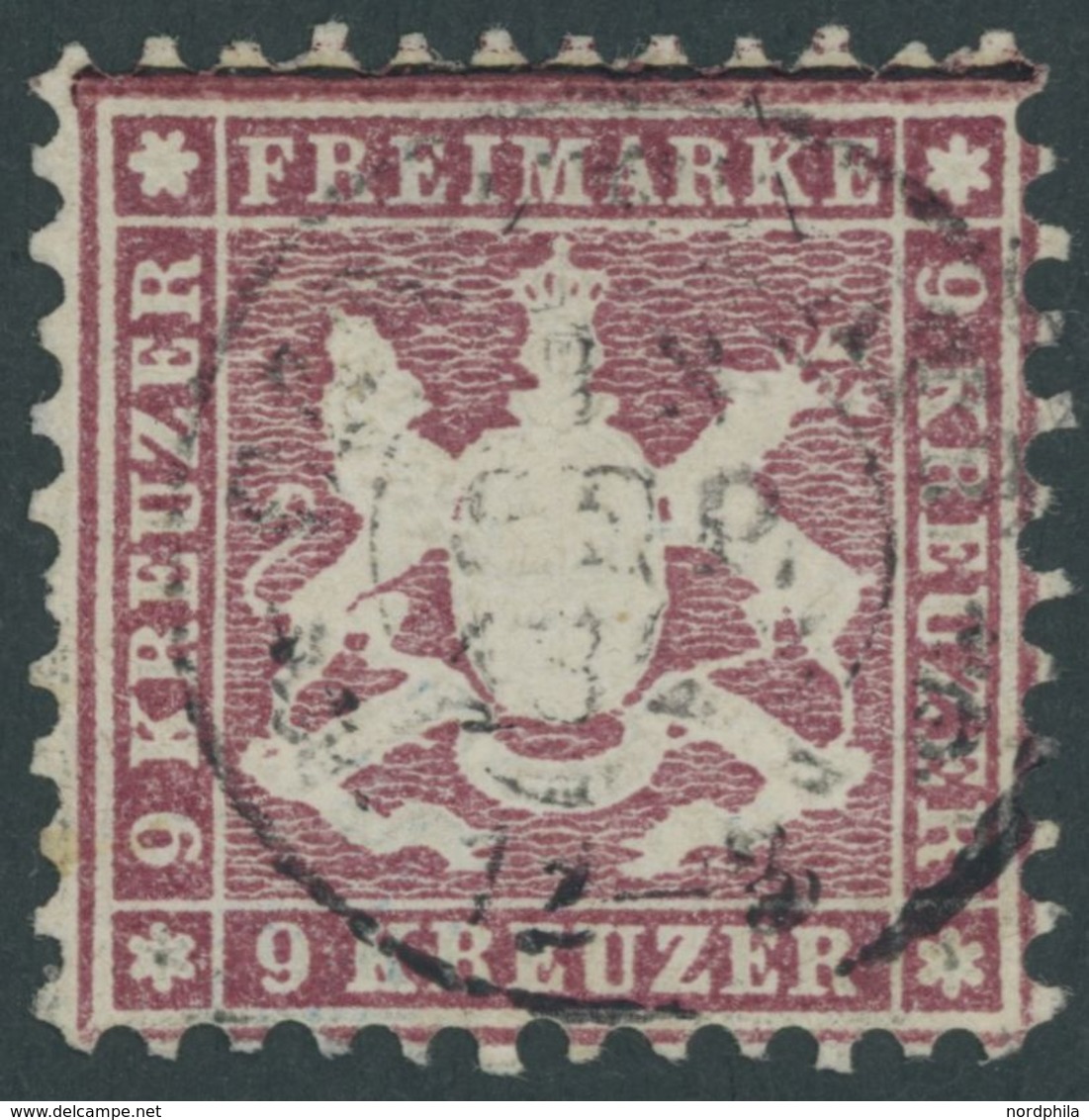 1862, 9 Kr. Lilarot, Vom Oberrand, K2 CANNSTATT, Pracht, Fotobefund Thoma, Mi. 900.- -> Automatically Generated Translat - Other & Unclassified