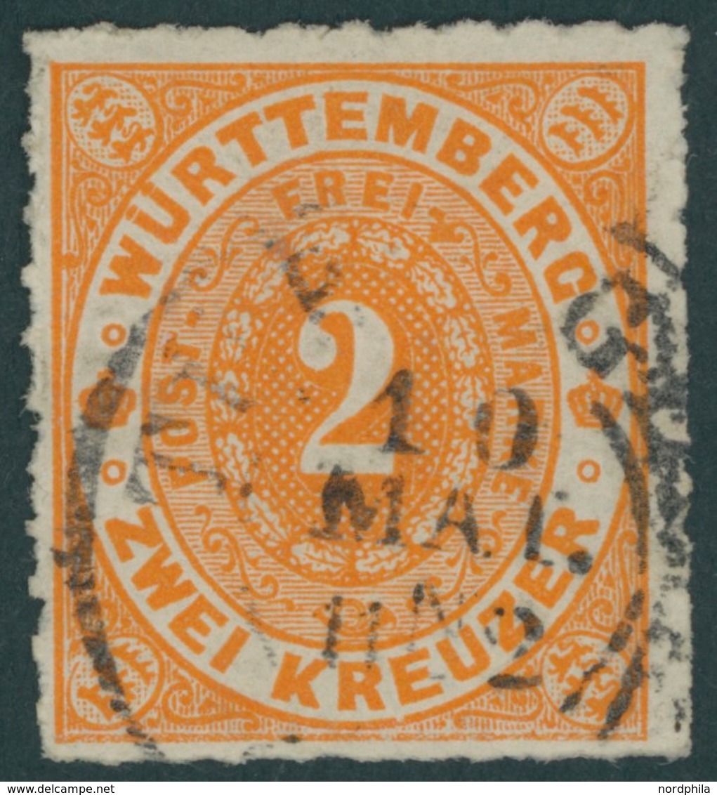 WÜRTTEMBERG 37b O, 1869, 2 Kr. Tieforange, Pracht, Mi. 300.- - Autres & Non Classés