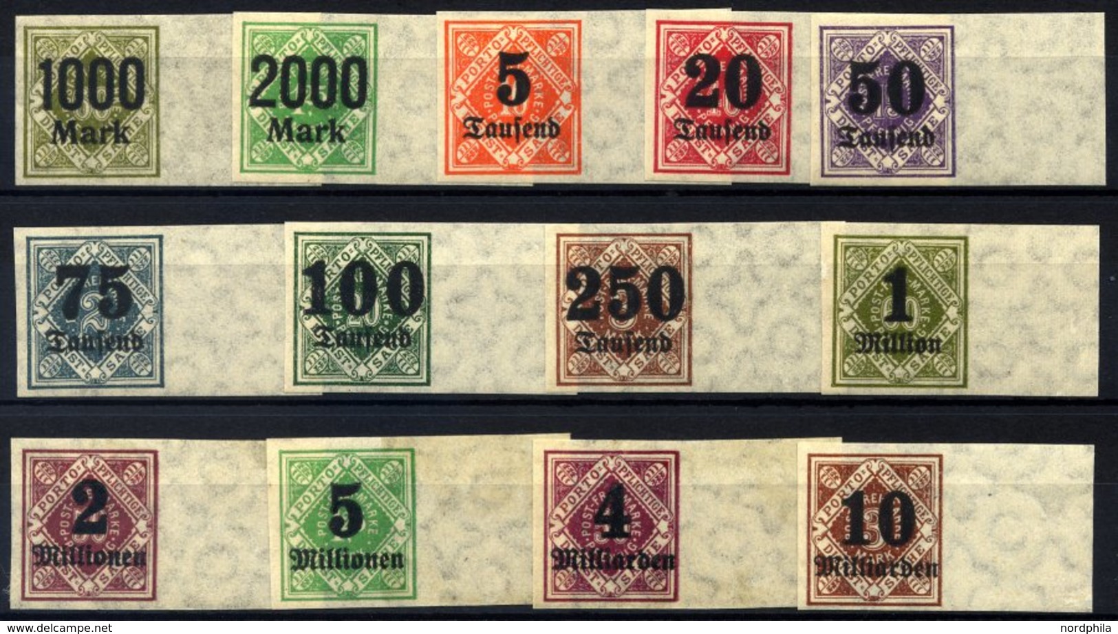 WÜRTTEMBERG 171-83PU**, *, 1923, Ziffer In Raute, Ungezähnt, Alle Mit Breitem Rechten Rand, Prachtsatz - Otros & Sin Clasificación