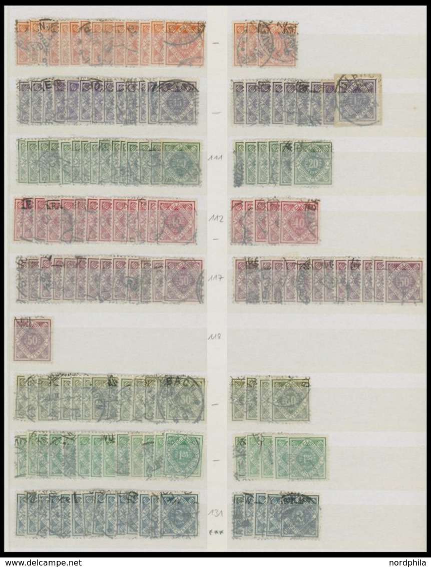 WÜRTTEMBERG 101-188 o,BrfStk , 1875-1923, Dienstmarken I, gut sortierte reichhaltige Dublettenpartie von über 1200 Werte