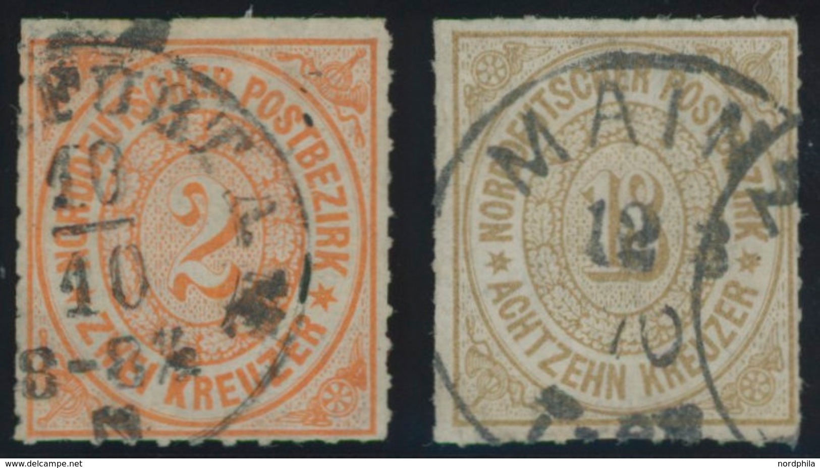NDP 8,11 O, 1868, 2 Kr. Orange Und 18 Kr. Olivbraun, 2 Prachtwerte, Mi. 150.- - Andere & Zonder Classificatie