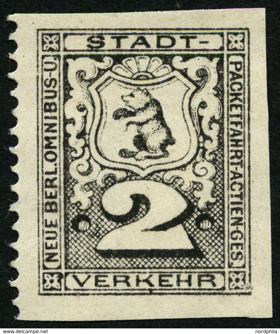 BERLIN B 34PU (*), PACKETFAHRT GESELLSCHAFT: 1888, 2 Pf. Probedruck In Schwarz, Dreiseitig Ungezähnt, Pracht - Sonstige & Ohne Zuordnung