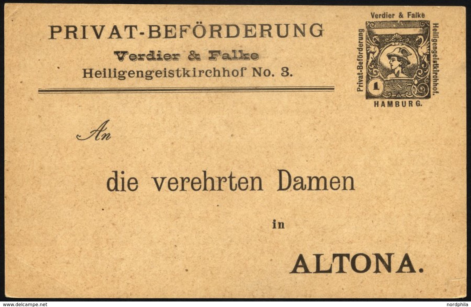 HAMBURG E PP 5 BRIEF, HAMMONIA II: 1889, Privatkarte 1 Pf. Schwarz, Ungebraucht, Pracht - Privatpost