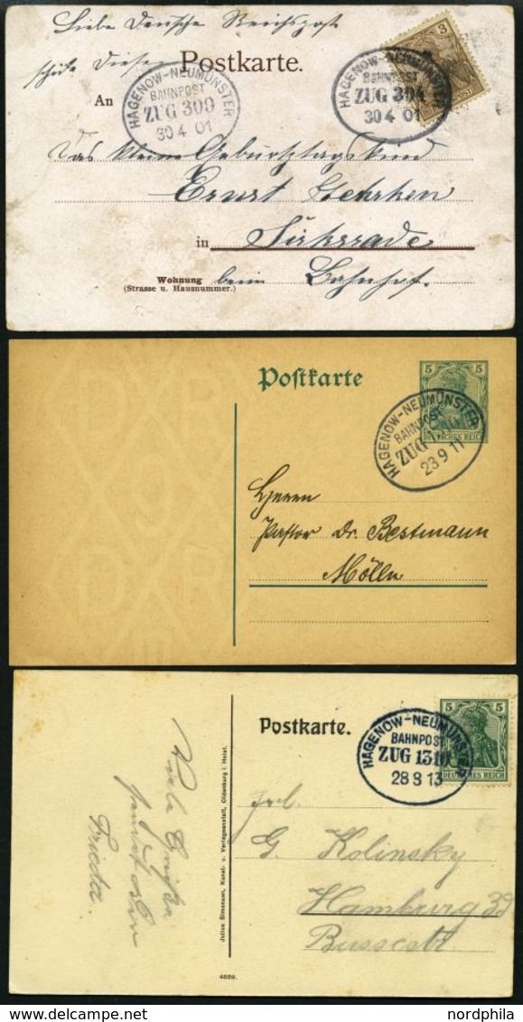 BAHNPOST Hagenow-Neumünster (verschiedene Züge Und Typen), 1901-1942, 9 Belege Feinst/Pracht - Other & Unclassified