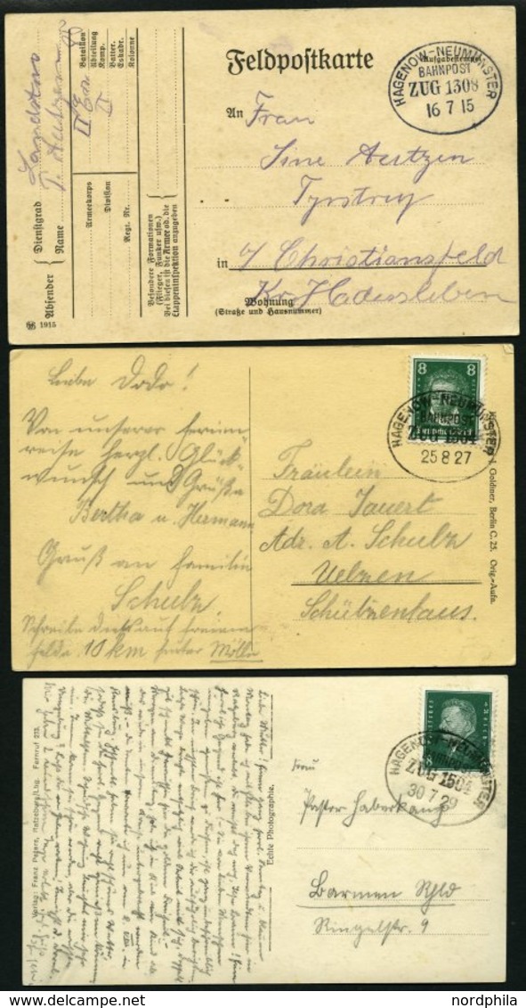 BAHNPOST Hagenow-Neumünster (verschiedene Züge Und Typen), 1901-1942, 9 Belege Feinst/Pracht - Altri & Non Classificati