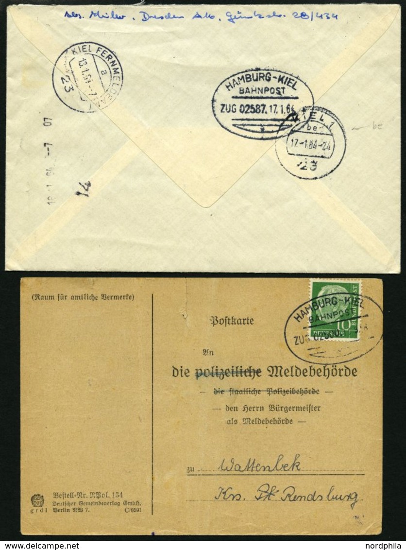 BAHNPOST Hamburg-Kiel, 20 verschiedene Belege, 1892-1964, meist Pracht