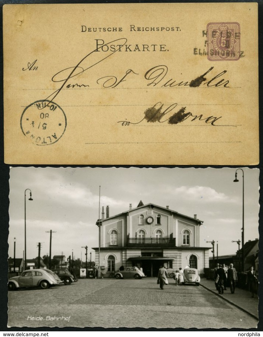 BAHNPOST DR P 5,12 BRIEF, Heide-Elmshorn, L3, 1880-1883, Auf Vier 5 Pfe. Bzw. 5 Pf. Ganzsachenkarten, Feinst/Pracht - Sonstige & Ohne Zuordnung