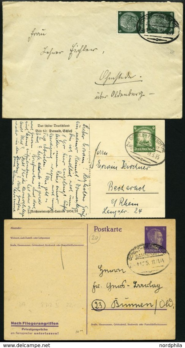 BAHNPOST Ocholt-Friesoyte (Zug 310,1128 Und ?), 1935-1944, 3 Belege Feinst - Sonstige & Ohne Zuordnung