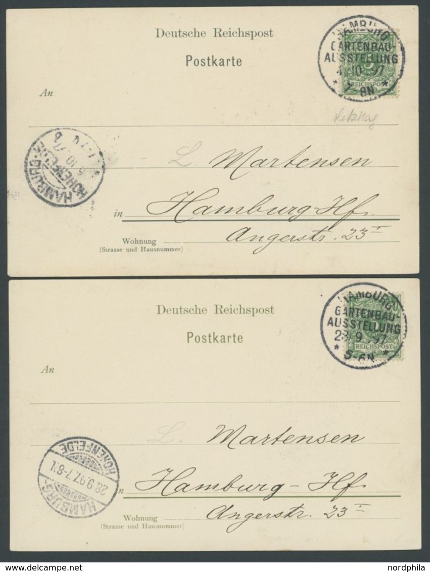 HAMBURG GARTENBAU-AUSTELLUNG, 28.9. Und 4.10.1897, Auf 4 Verschiedenen Ansichtskarten-Vorläufern, Fast Nur Pracht -> Aut - Lettres & Documents