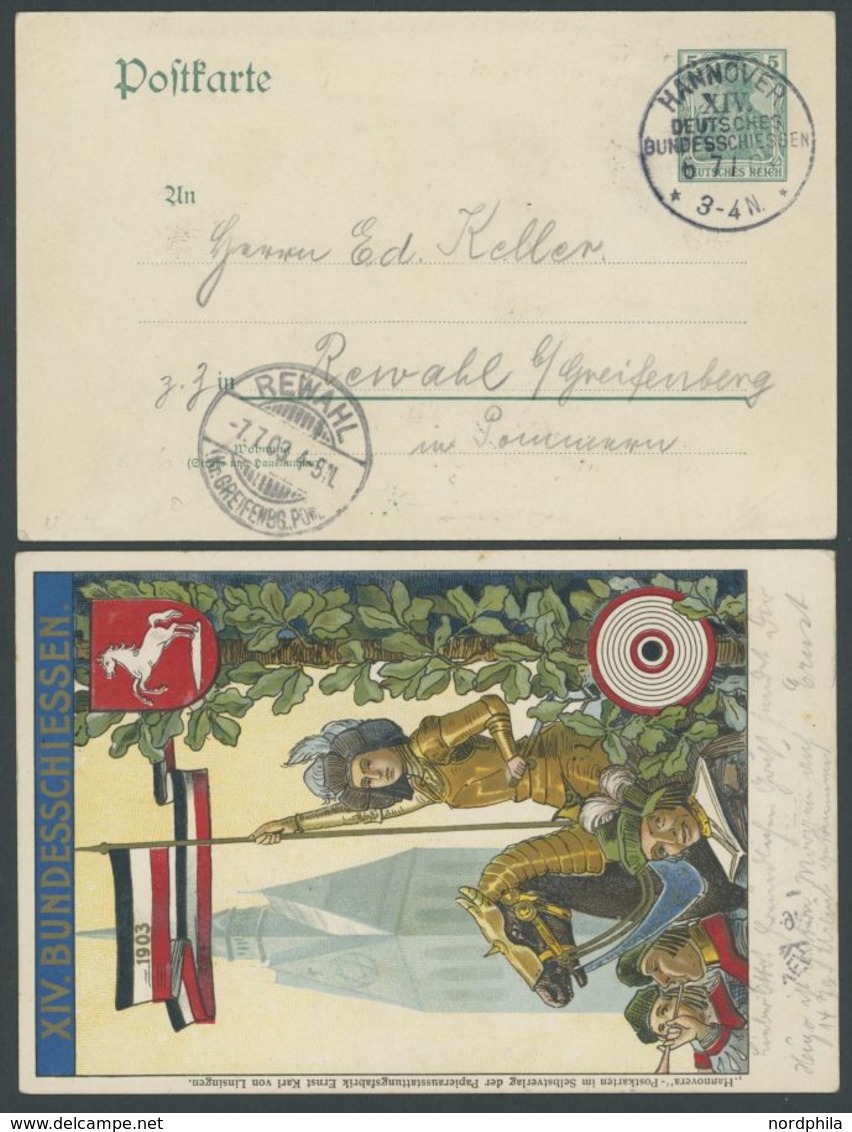 HANNOVER DEUTSCHES BUNDESSCHIESSEN, 6.7.1903, Auf Privatpostkarte PP 27C17, Dazu Diese Auch Ungebraucht Und Prägedruckka - Covers & Documents