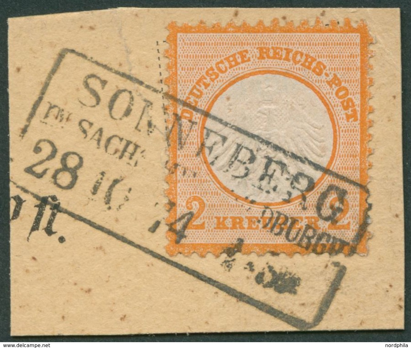 Dt. Reich 15 BrfStk, 1872, 2 Kr. Orange, R3 SONNEBERG In SACHS:MEININ. HILDBURGH., Prachtbriefstück, Mi. (250.-) - Gebraucht