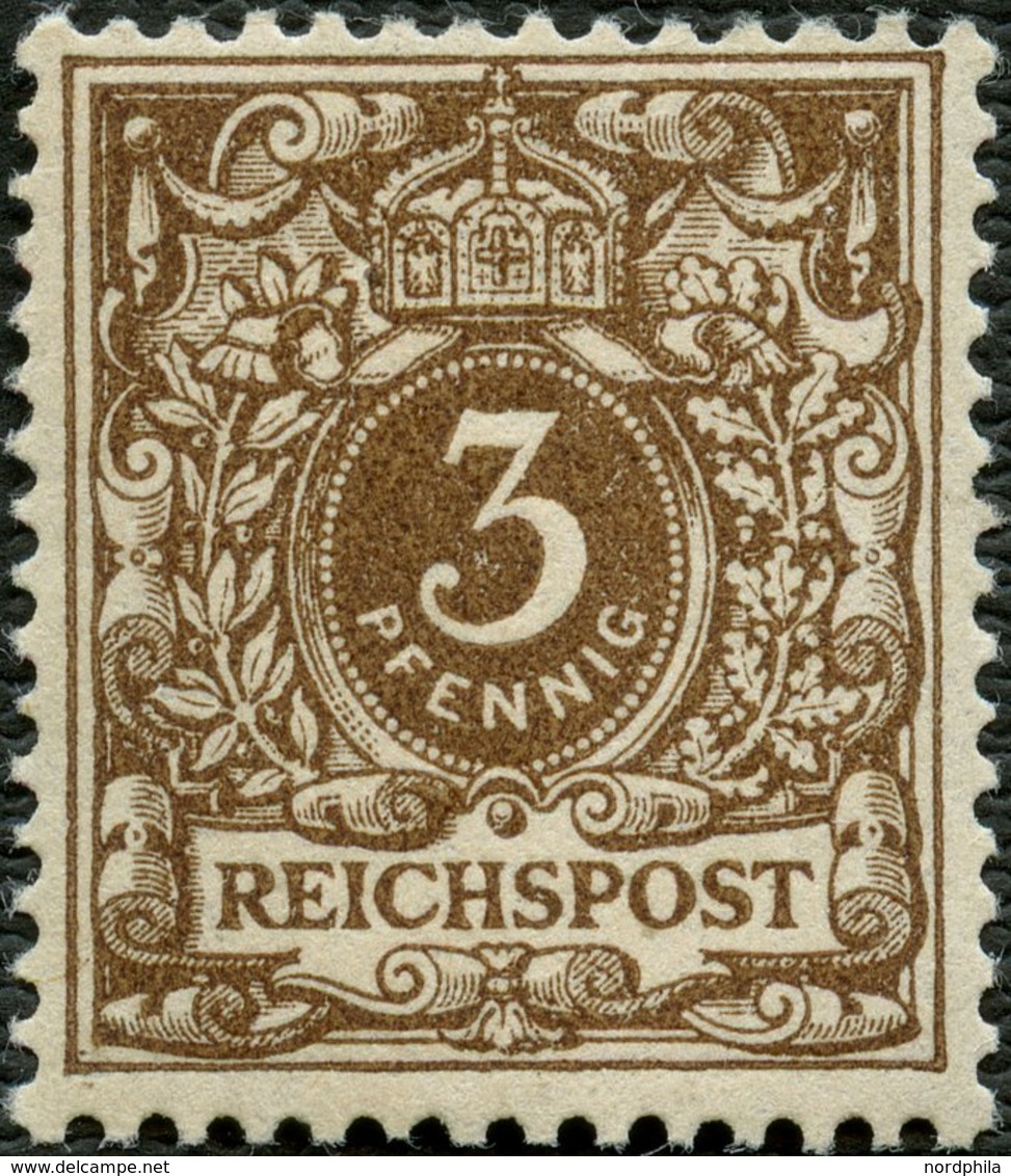 Dt. Reich 45a **, 1889, 3 Pf. Braun, Postfrisch, Pracht, Gepr. Zenker Und Fotoattest Jäschke-L., Mi. 400.- - Sonstige & Ohne Zuordnung