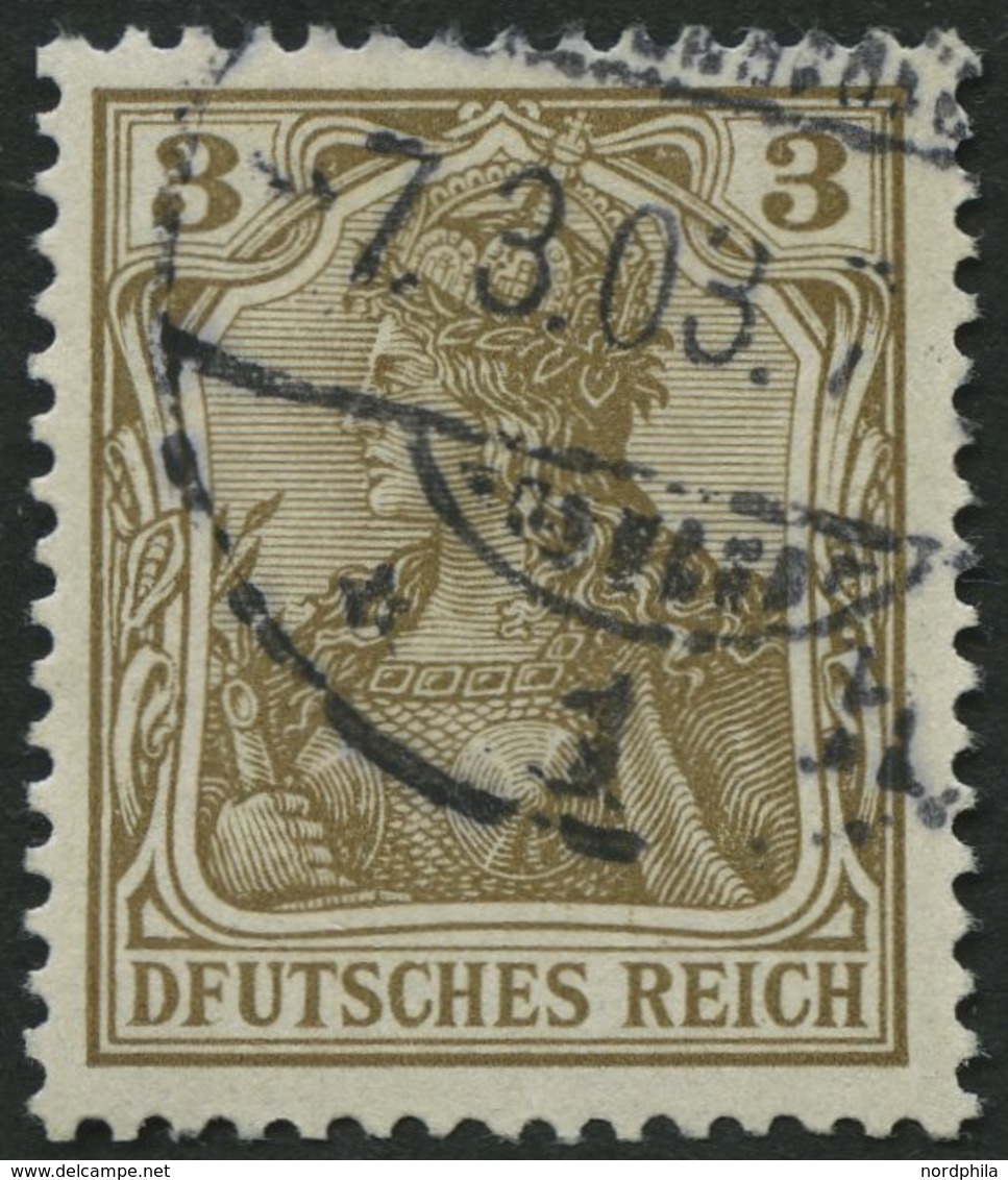 Dt. Reich 69I O, 1902, 3 Pf. Germania Mit Plattenfehler Erstes E In Deutsches Unten Ohne Querstrich, Pracht, Mi. 55.- - Used Stamps