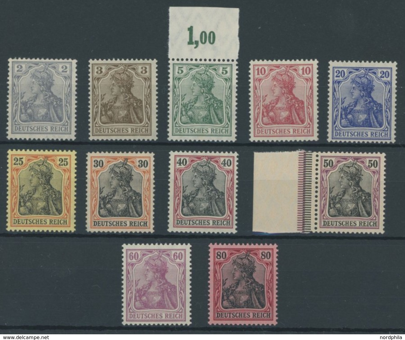 Dt. Reich 83-93I **, 1905/11, Germania, Friedensdruck, Postfrischer Prachtsatz, Gepr. Zenker Und Fotoattest Jäschke, Mi. - Used Stamps
