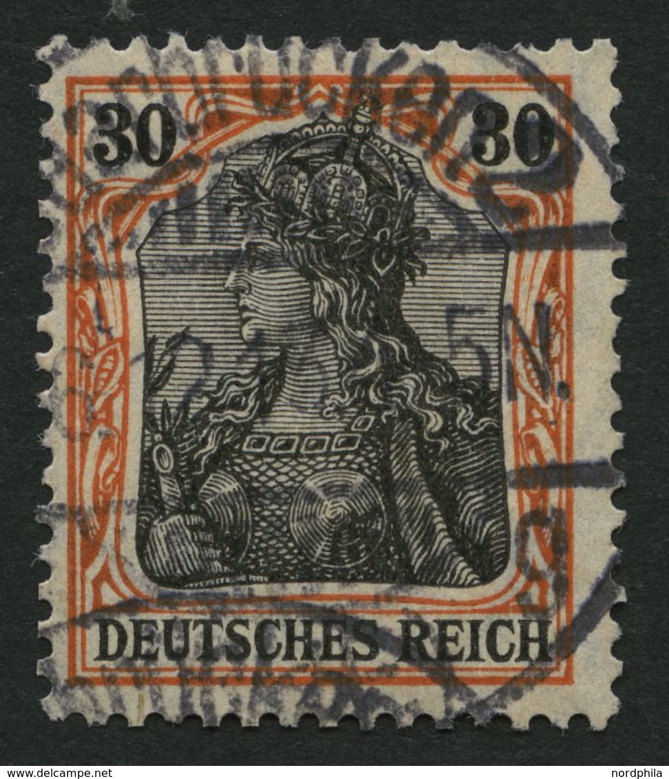Dt. Reich 89Iy O, 1913, 30 Pf. Auf Orangeweiß Friedensdruck, üblich Gezähnt, Pracht, Gepr. Zenker, Mi. 110.- - Used Stamps