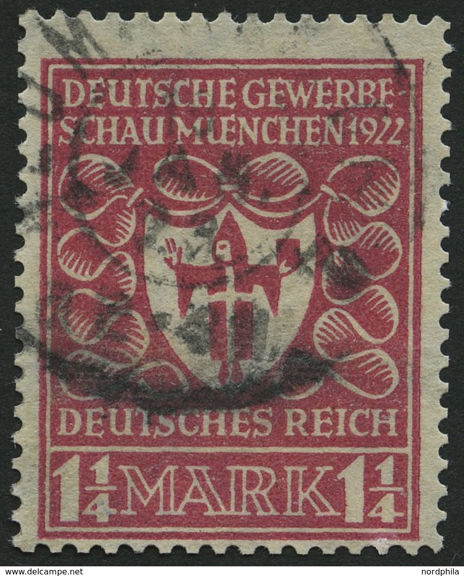 Dt. Reich 199b O, 1922, 11/4 M. Hellilarosa Gewerbeschau, Feinst (nachgezähnt), Gepr. Zenker, Mi. 400.- - Oblitérés