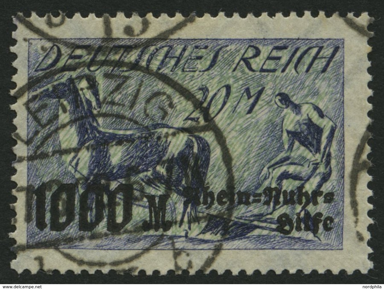 Dt. Reich 260 O, 1923, 20 M. Rhein- Und Ruhrhilfe, Pracht, Gepr. Meyer, Mi. 110.- - Gebraucht