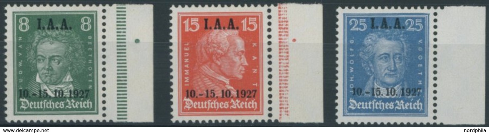 Dt. Reich 407-09 **, 1927, I.A.A., Postfrischer Prachtsatz, Mi. 240.- - Sonstige & Ohne Zuordnung