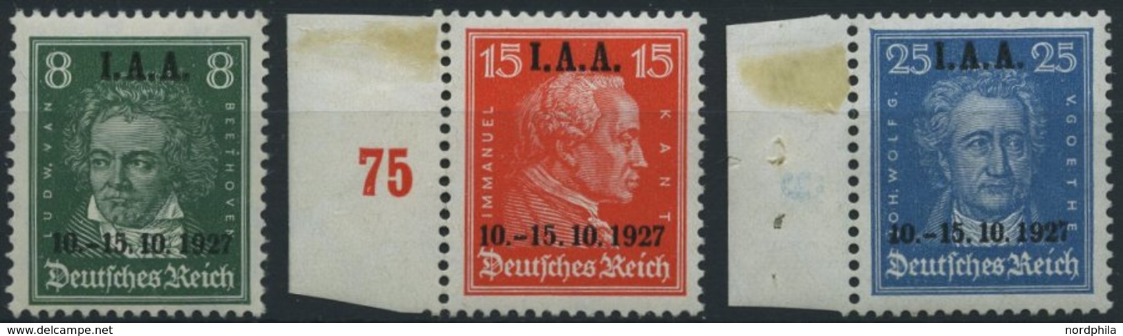 Dt. Reich 407-09 **, 1927, I.A.A., Satz Feinst/Pracht, Mi. 240.- - Sonstige & Ohne Zuordnung