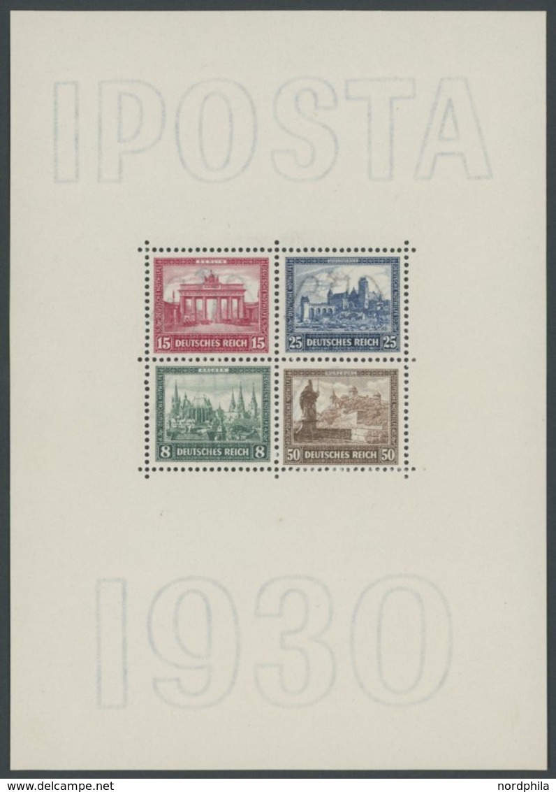 Dt. Reich Bl. 1 **, 1930, Block IPOSTA, Postfrisch, Signiert Und Fotoattest H.G. Schlegel: Die Erhaltung Ist Einwandfrei - Autres & Non Classés