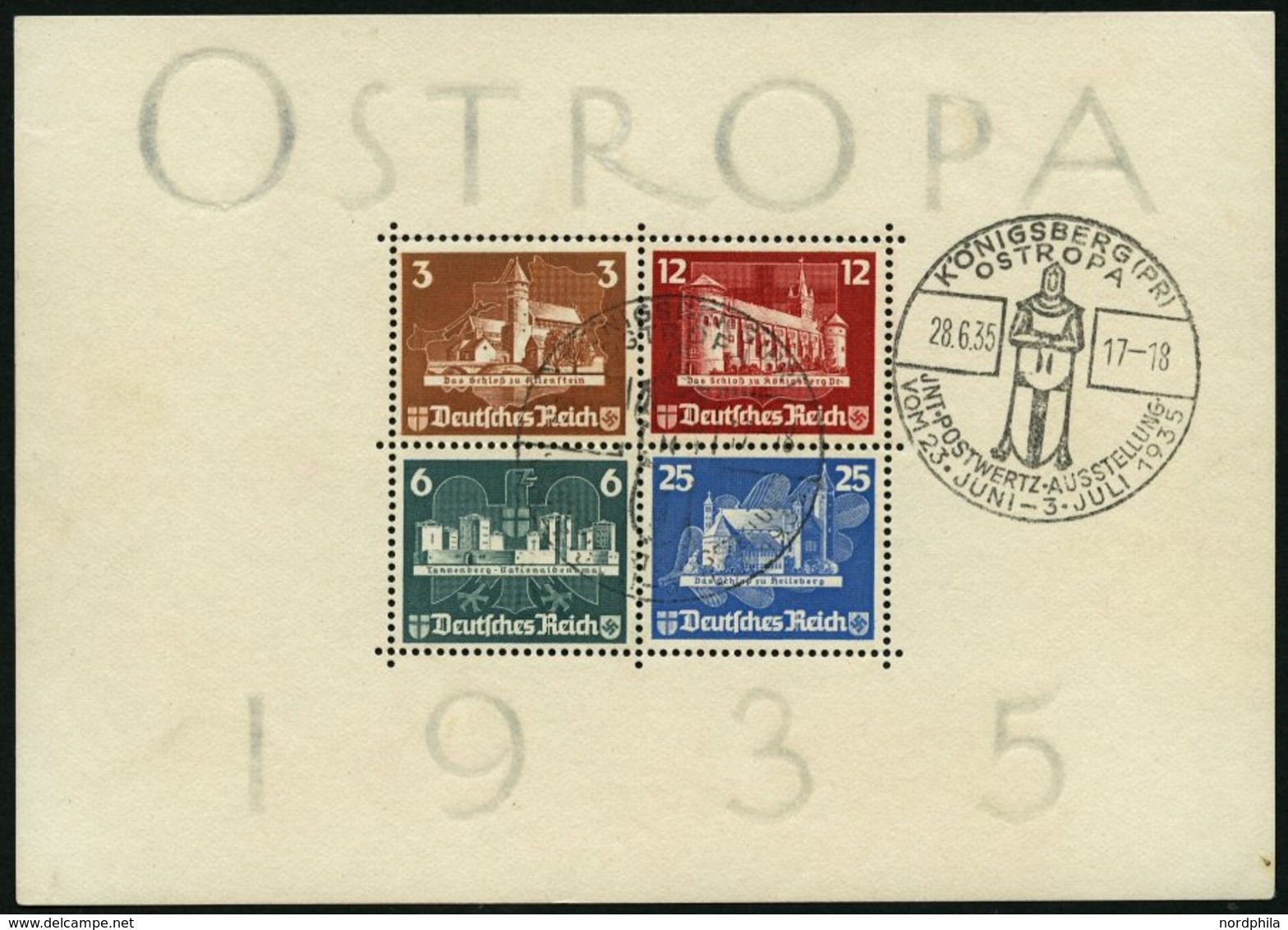 Dt. Reich Bl. 3 O, 1935, Block OSTROPA, Sonderstempel, Pracht, Mi. 1100.- - Sonstige & Ohne Zuordnung