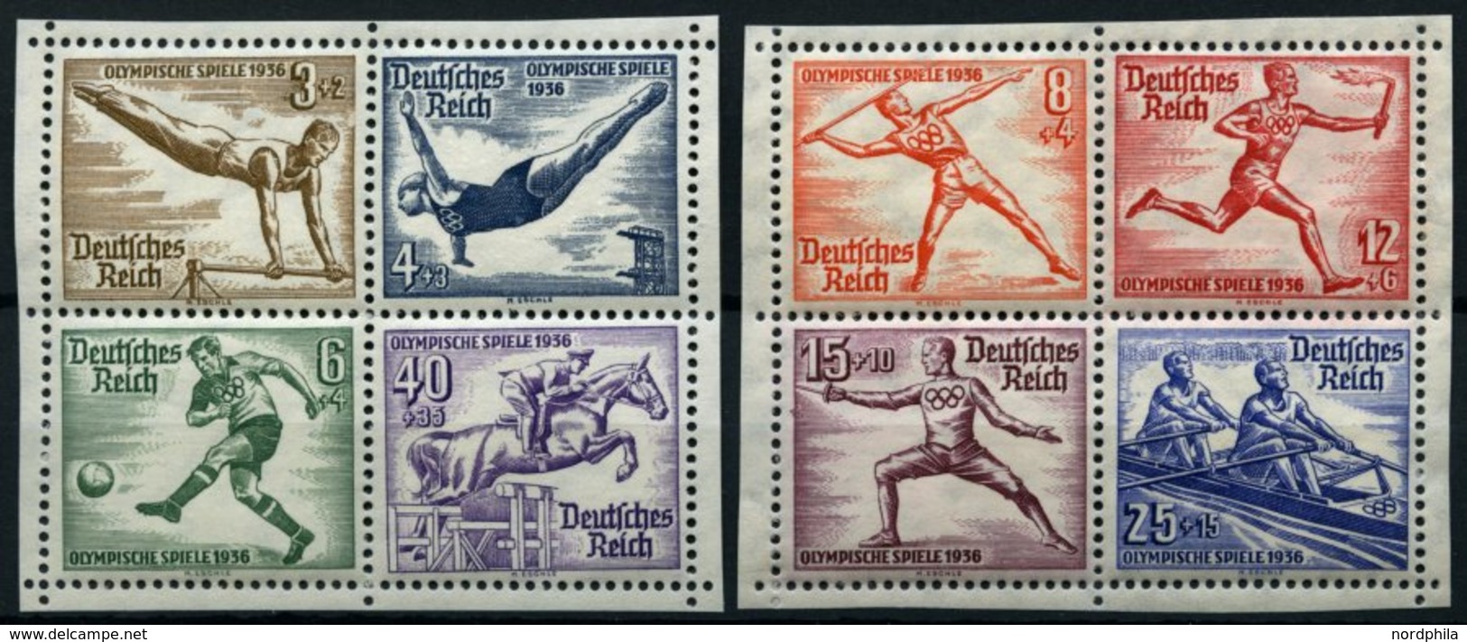 Dt. Reich 624-31 **, 1936, Olympische Spiele, 2 Herzstücke, Pracht, Mi. (80.-) - Sonstige & Ohne Zuordnung