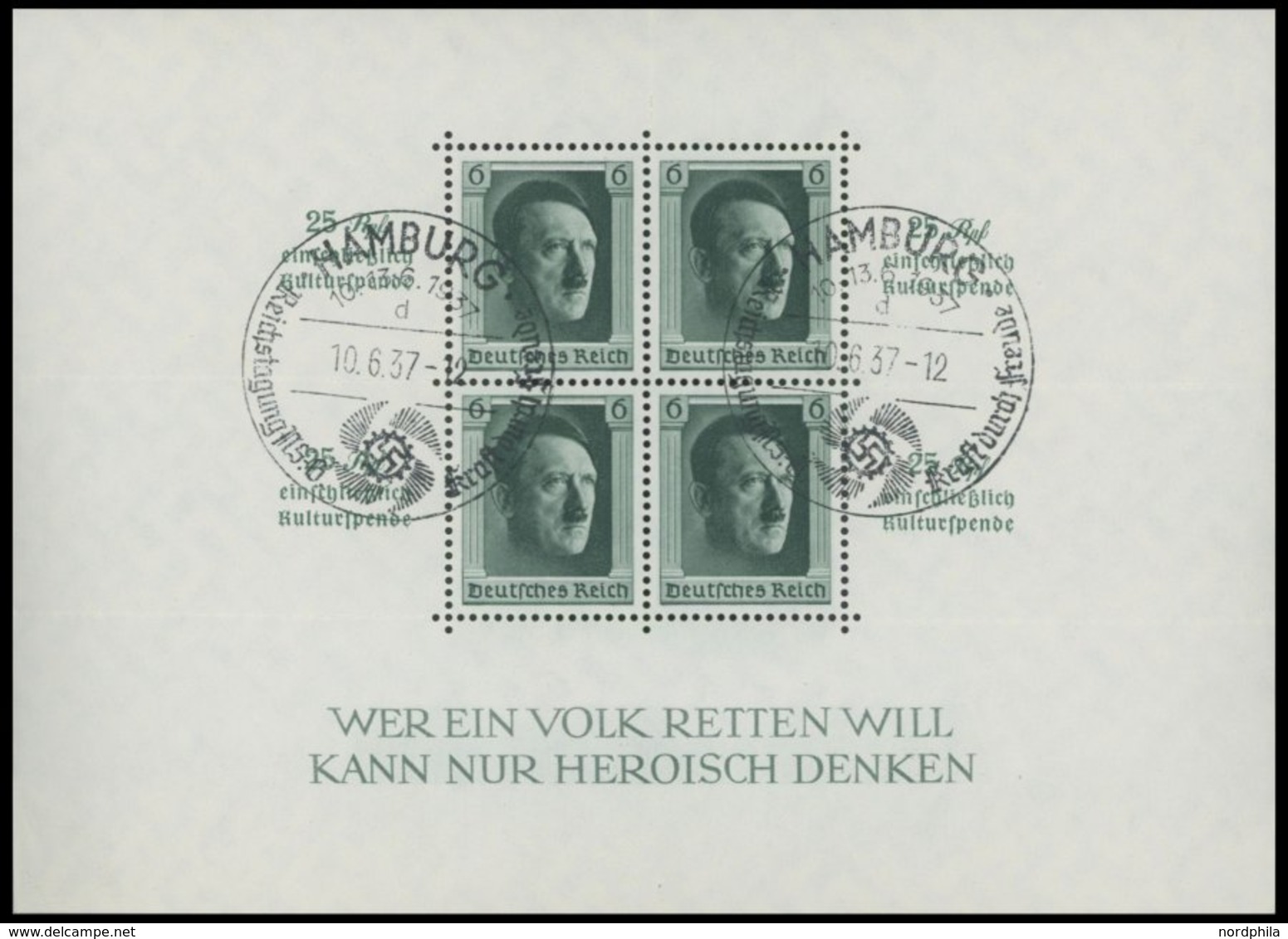 Dt. Reich Bl. 9 O, 1937, Block Kulturspende, Ersttags-Sonderstempel, Pracht, Mi. (90.-) - Other & Unclassified