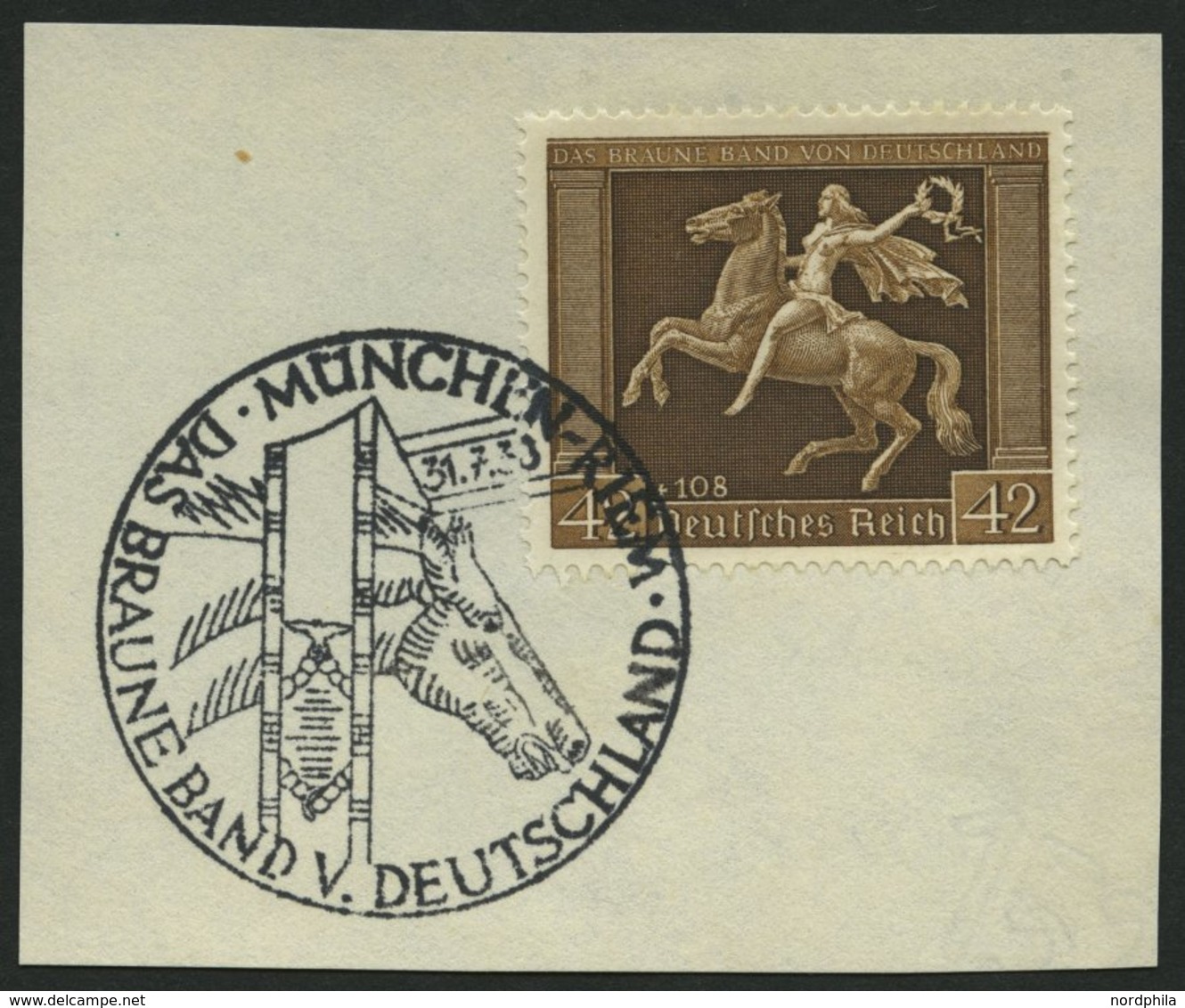 Dt. Reich 671y BrfStk, 1938, 42 Pf. Braunes Band, Waagerechte Gummiriffelung, Sonderstempel, Prachtbriefstück, Mi. (60.- - Sonstige & Ohne Zuordnung