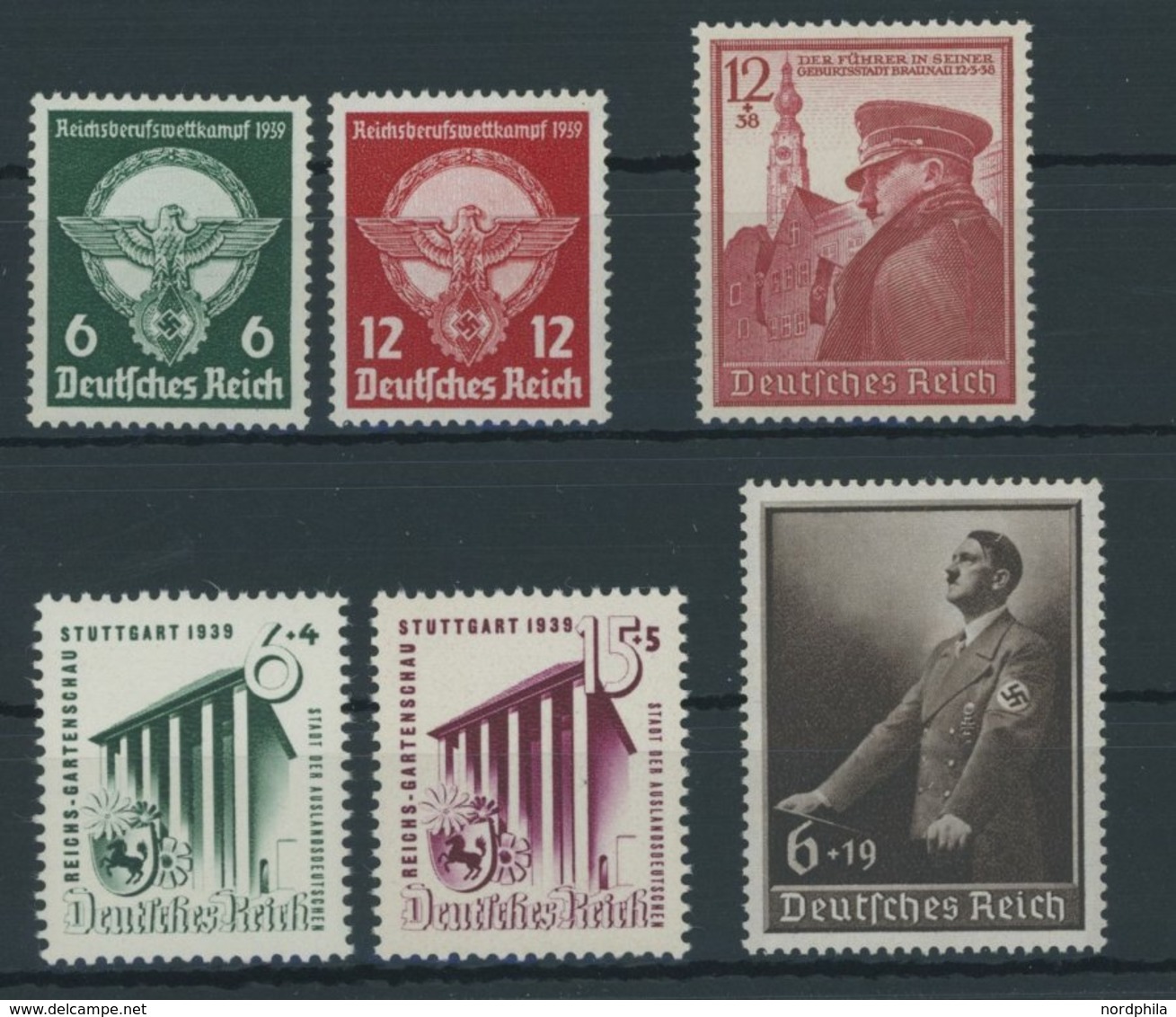 Dt. Reich 689-94 **, 1939, 6 Postfrische Prachtwerte, Mi. 72.- - Autres & Non Classés