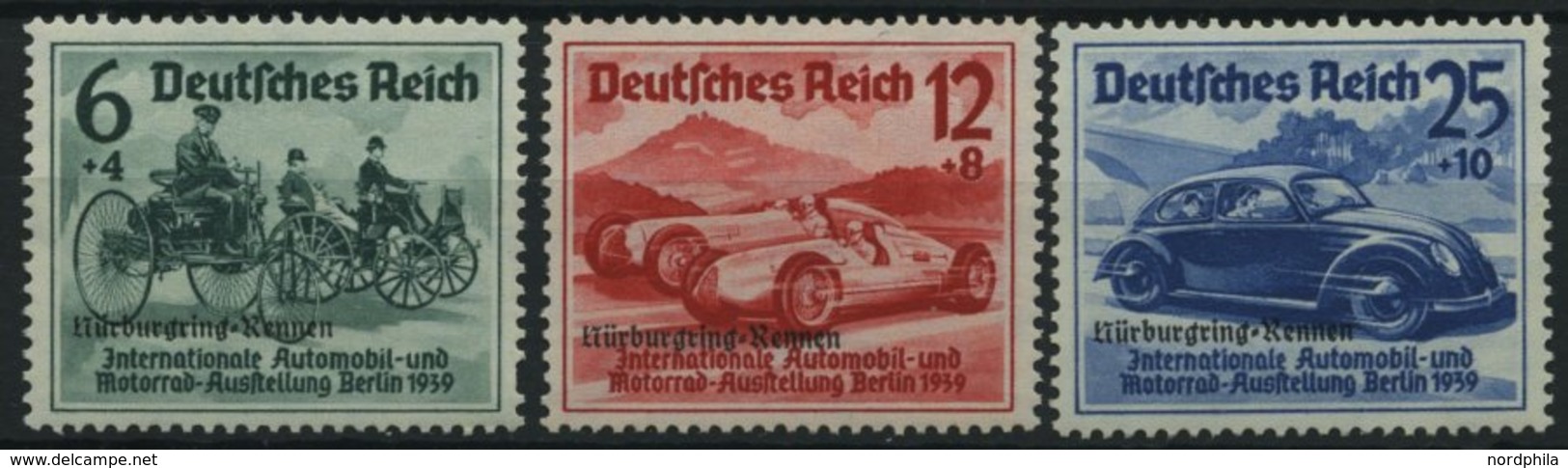 Dt. Reich 695-97 *, 1939, Nürburgring-Rennen, Falzrest, 12 Pf. Ein Kurzer Zahn Sonst Prachtsatz, Mi. 70.- - Sonstige & Ohne Zuordnung