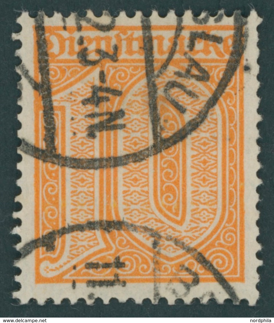 DIENSTMARKEN D 65 O, 1921, 10 Pf. Dunkelorange, Typische Rollenzähnung, Pracht, Fotoattest Bauer, Mi. 600.- - Dienstmarken